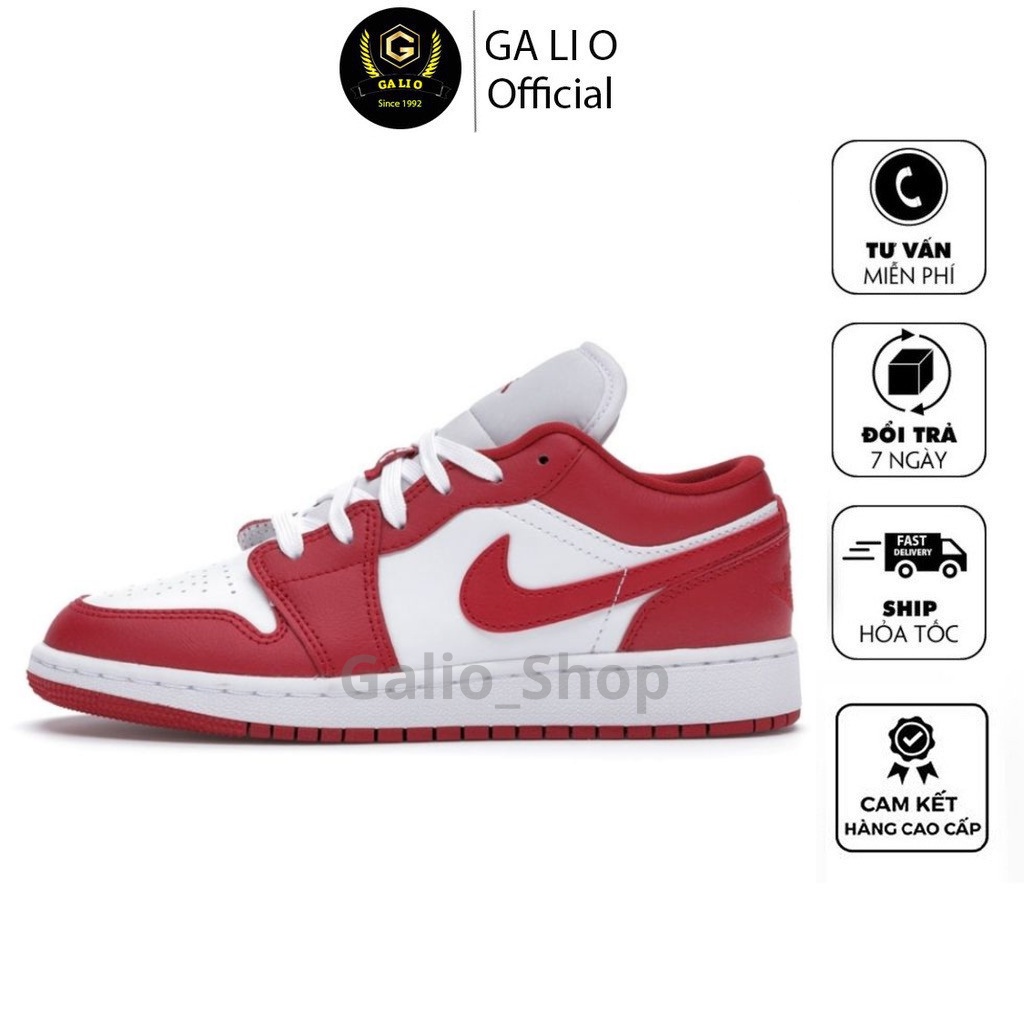 Giày thể thao Sneaker nam nữ Jordan 1 Low trắng đỏ cực hot, JD 1 Low Gym Red White Cổ Thấp Full BOX+BILL -