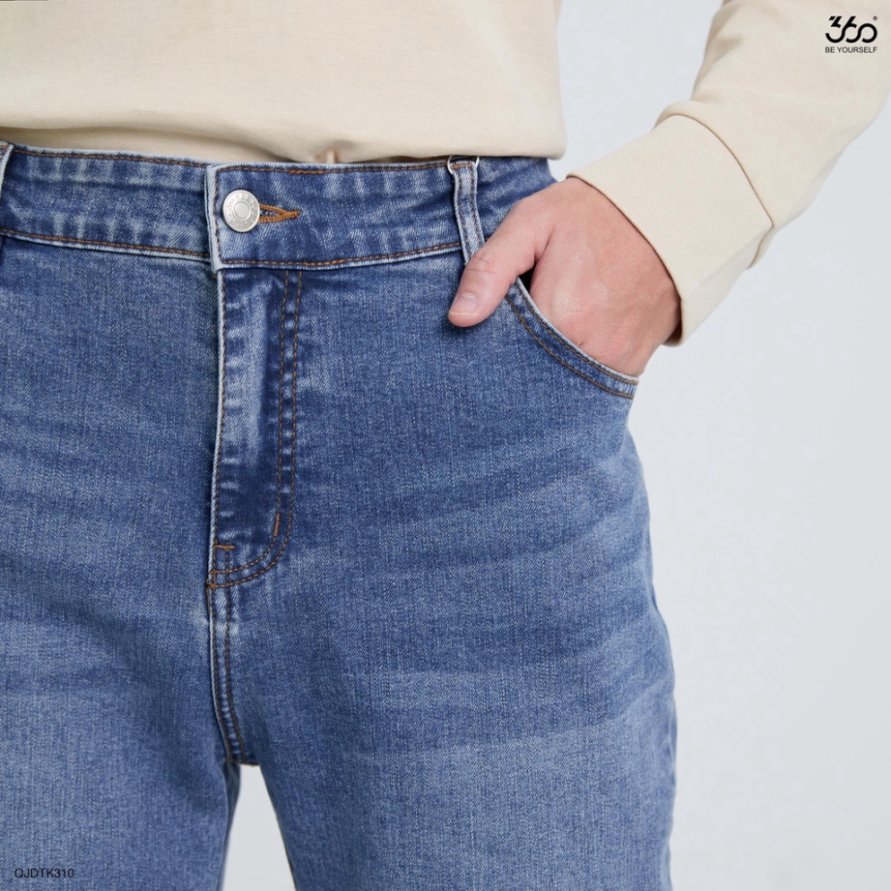 Quần Jean Nam Dáng Tapered Màu Xanh Denim Thương Hiệu - QJDTK310