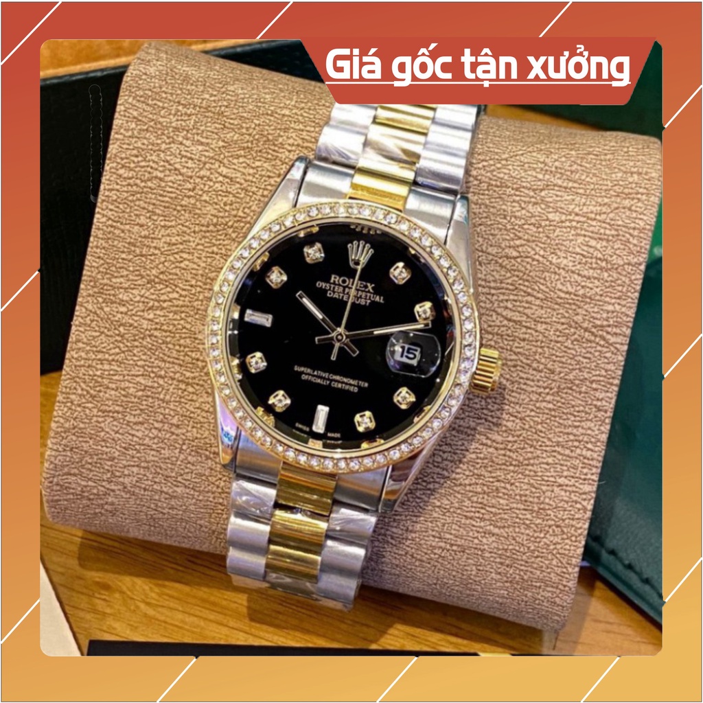 Đồng hồ nam Rolex - viền đá dây kim loại chống nước bảo hành 24 thnags