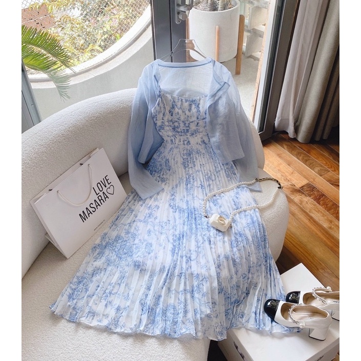 Váy maxi đi biển phong cách tiểu thư nhẹ nhàng - váy đi biển -váy 2 dây nữ cao cấp