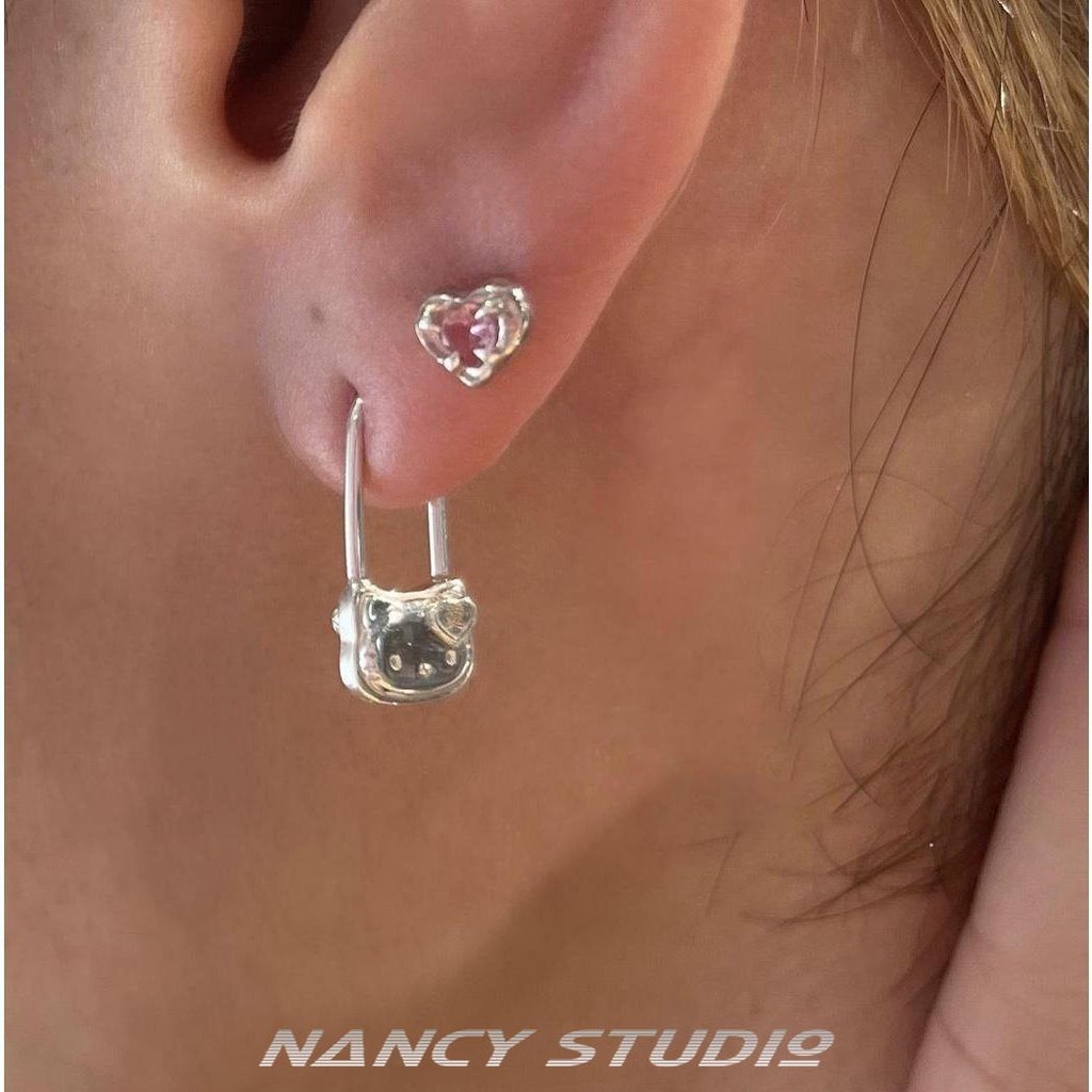 Bông Tai Mạ Bạc 925 Hình Hello Kitty Dễ Thương