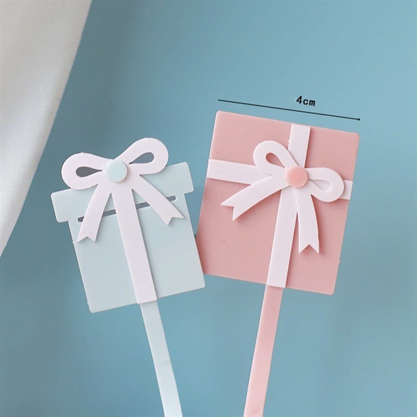 Set 2 topper mica hộp quà hồng + xanh