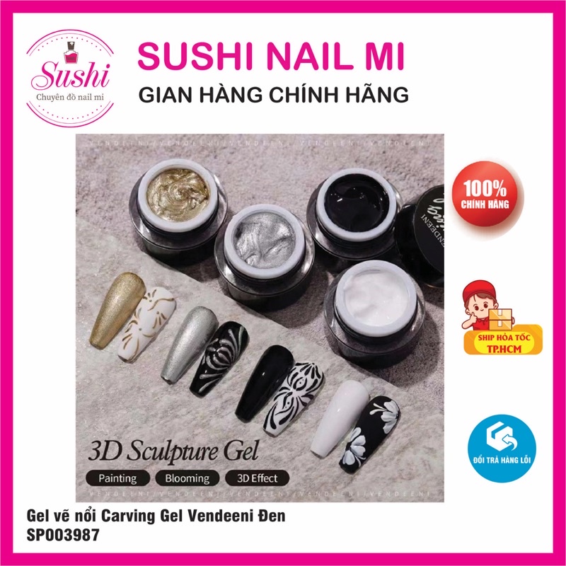 Gel vẽ nổi Carving Gel Vendeeni, tạo hình 3D - Sushi nail mi