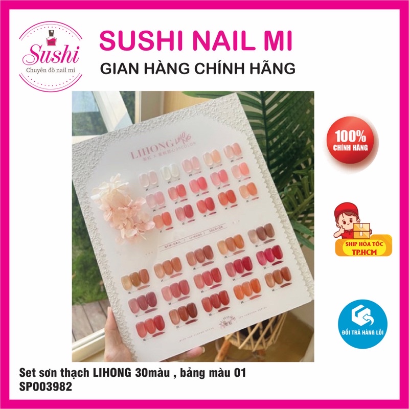 Set sơn thạch LIHONG 30màu , bảng màu 01 kèm bảng màu  - Sushi nail mi
