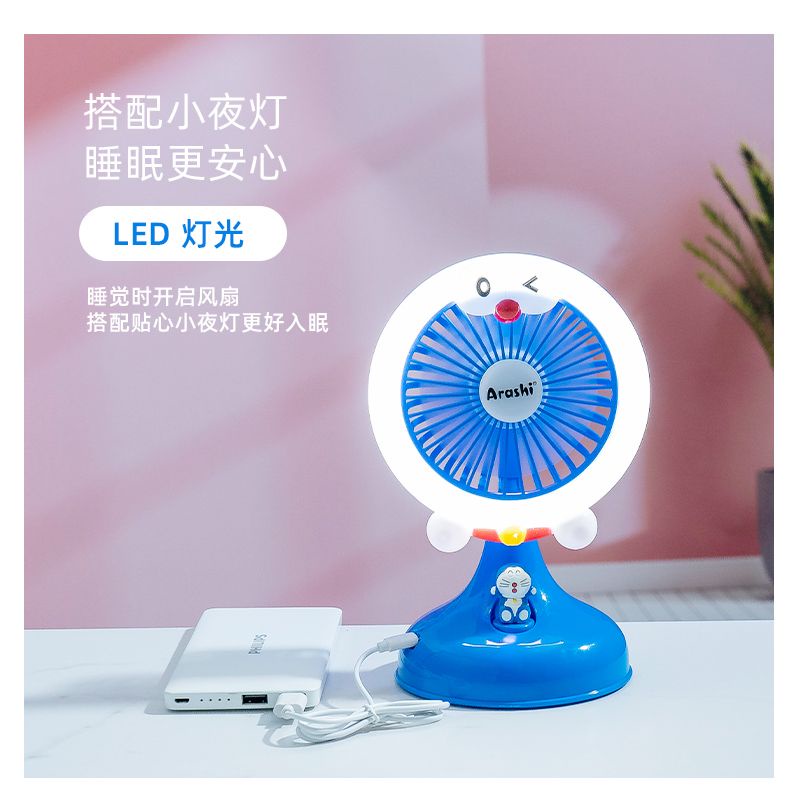 Quạt Đeo Cổ mini Sạc USB Ba Tốc Độ Hình Doraemon Dễ Thương Hoạt Hình