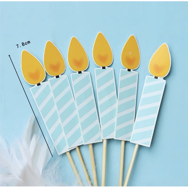 Set 6 que cắm nến sọc xanh trắng mới