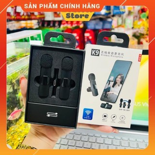 Micro thu âm không dây 2 mic k9 - kết hợp 2 mic đồng thời - khoảng cách 30m