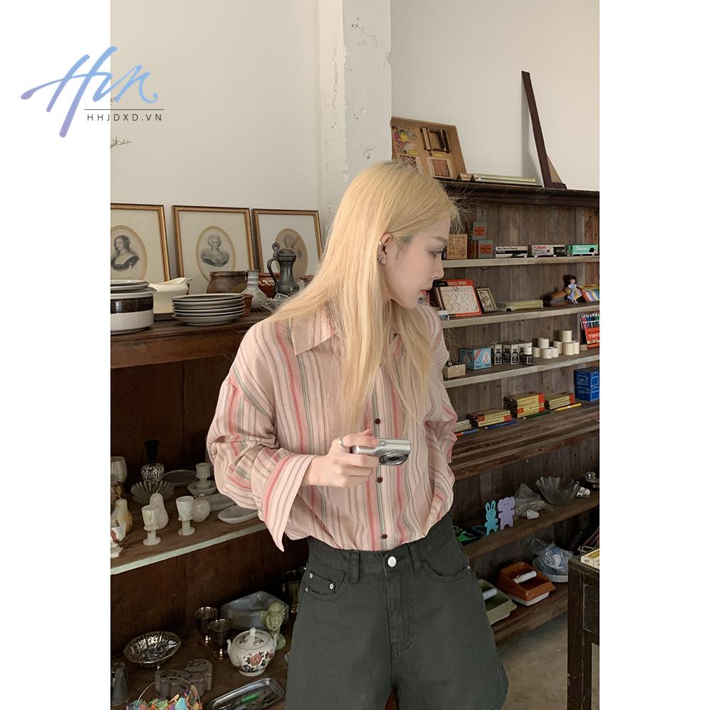 Áo Sơ Mi Chống Nắng Tay Dài Kẻ Sọc Nhiều Màu Thoáng Khí Thời Trang Hè 2023 Phong Cách Hàn Quốc