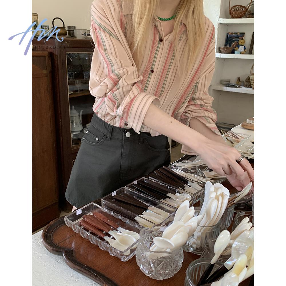 Áo Sơ Mi Chống Nắng Tay Dài Kẻ Sọc Nhiều Màu Thoáng Khí Thời Trang Hè 2023 Phong Cách Hàn Quốc