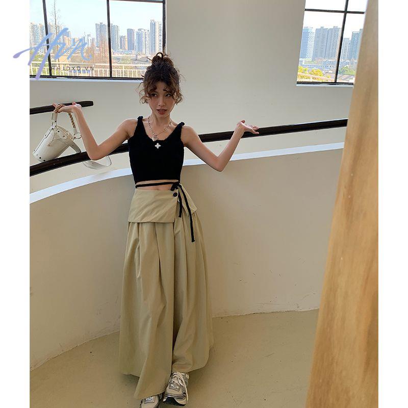 Chân Váy Dài Lưng Cao Phong Cách Thời Trang Hong Kong 2023 Dành Cho Nữ