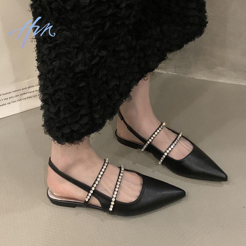 Giày Sandal Phẳng Cao Cấp Đính Đá Giả Kim Cương Mùa Hè Phong Cách Mới 2023