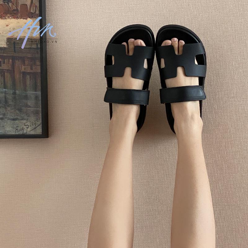Dép Da Thật Đế Dày Quai Dán Thời Trang Mùa Hè 2023 Cho Nữ