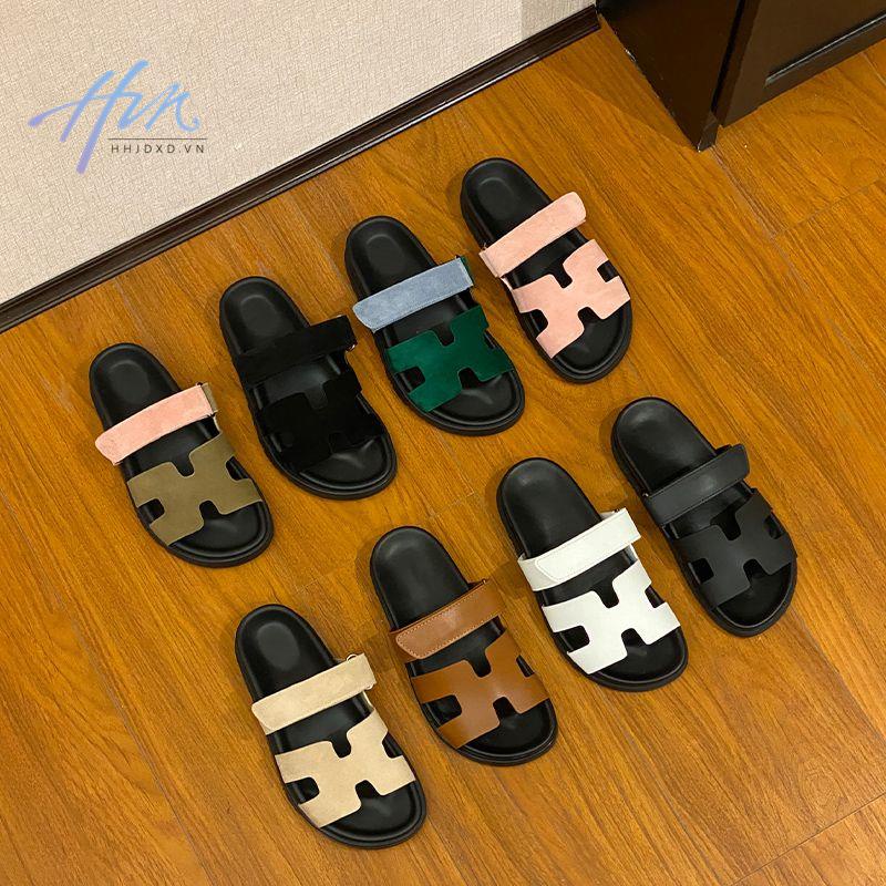 Dép Da Thật Đế Dày Quai Dán Thời Trang Mùa Hè 2023 Cho Nữ