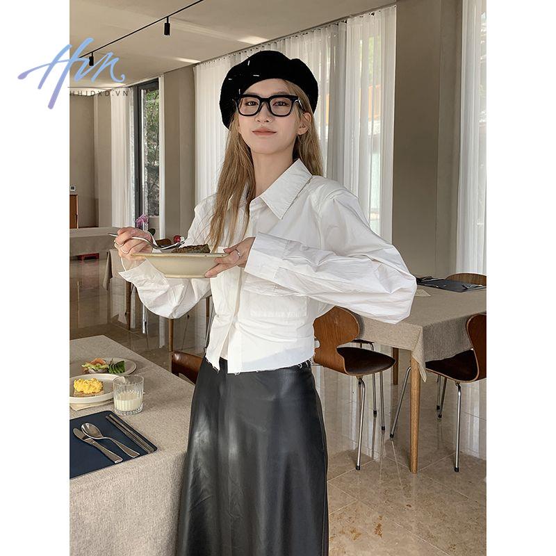 Áo Sơ Mi Tay Dài Dáng Ngắn Phong Cách Retro Thời Trang Xuân Thu 2023 Cho Nữ