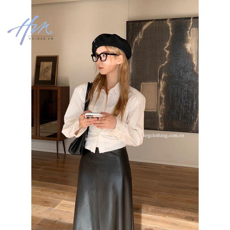 Áo Sơ Mi Tay Dài Dáng Ngắn Phong Cách Retro Thời Trang Xuân Thu 2023 Cho Nữ