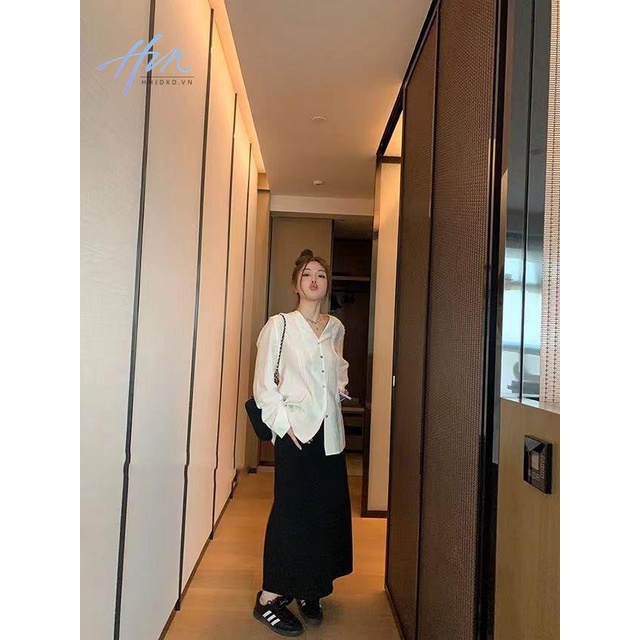 Áo Sơ Mi Cổ Chữ v Xếp Ly Phối Thắt Lưng Phong Cách Pháp Dễ Phối Đồ Thời Trang Cho Nữ