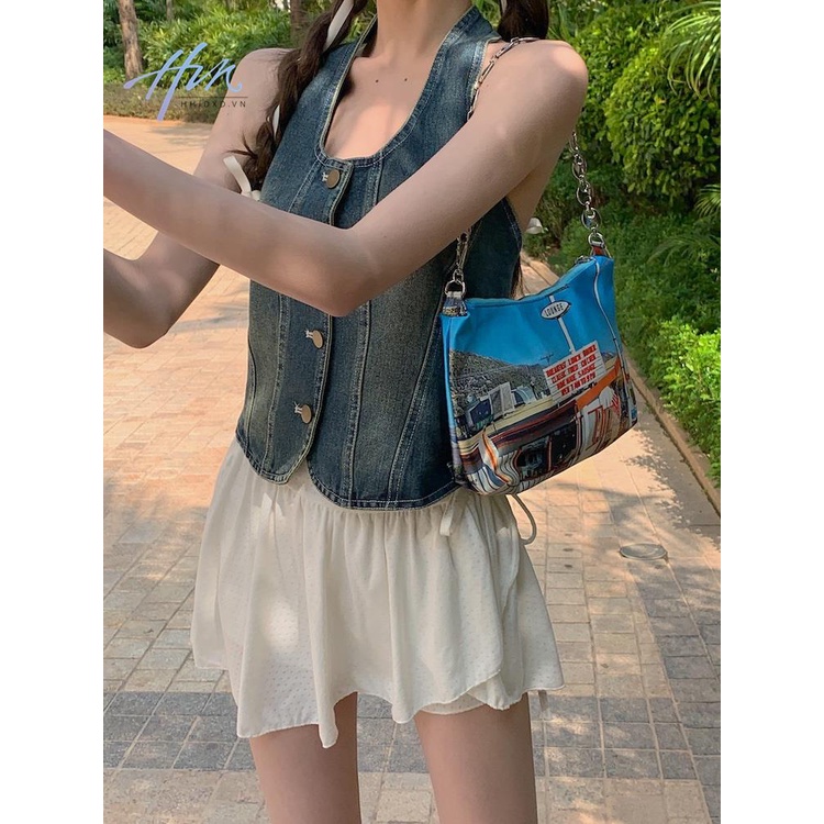 Áo Denim Không Tay Phong Cách Retro Thời Trang Cho Nữ