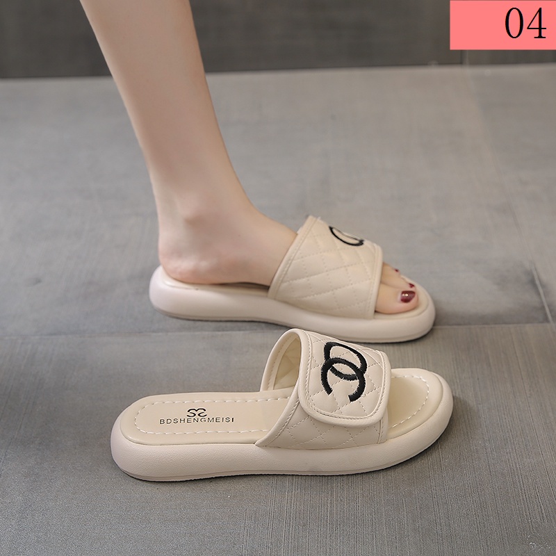 Dép Xỏ Ngón Đế Dày Phong Cách Chanel Thời Trang Mùa Hè 2023 Dành Cho Bạn Nữ Mang Đi Biển