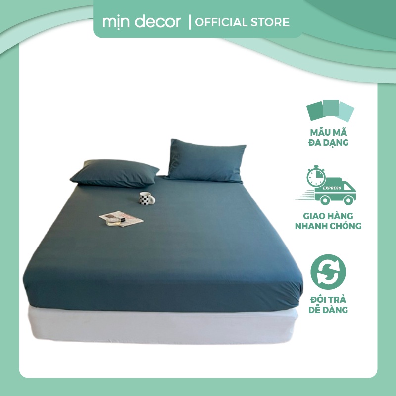 Bộ ga gối cotton tici Mịn Decor, bộ drap giường áo gối một màu tici mềm mại thoáng mát