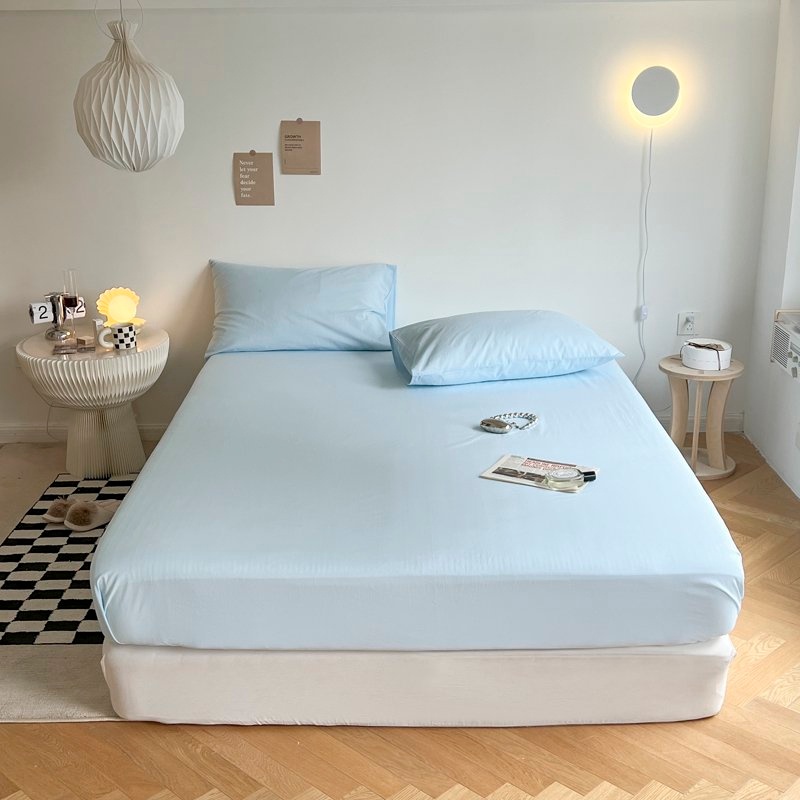 Bộ ga gối cotton tici Mịn Decor, bộ drap giường áo gối một màu tici mềm mại thoáng mát