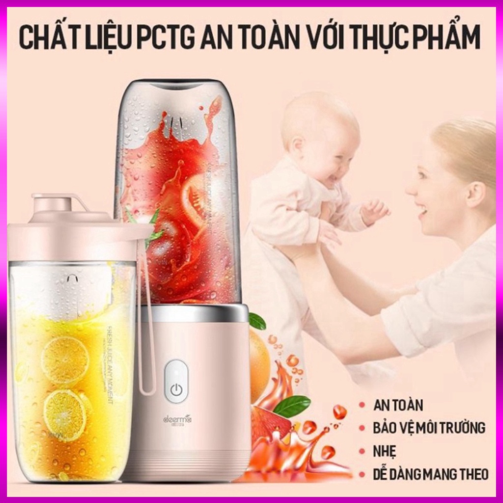 Máy Xay Sinh Tố Cầm Tay Mini - Máy Xay Hoa Qủa Đa Năng Sạc Pin Tích Điện 300ml chat