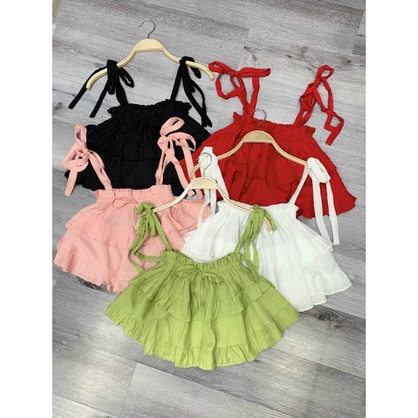 Áo hai dây xô đũi babydoll xinh xắn