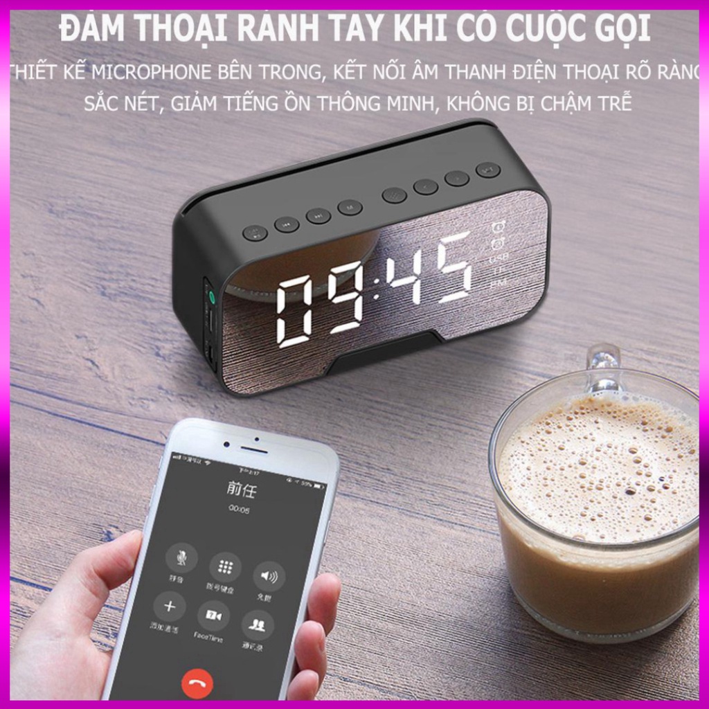 Loa bluetooth đồng hồ G5, loa mini không dây nghe nhạc làm đèn ngủ màn hình soi gương chat | BigBuy360 - bigbuy360.vn