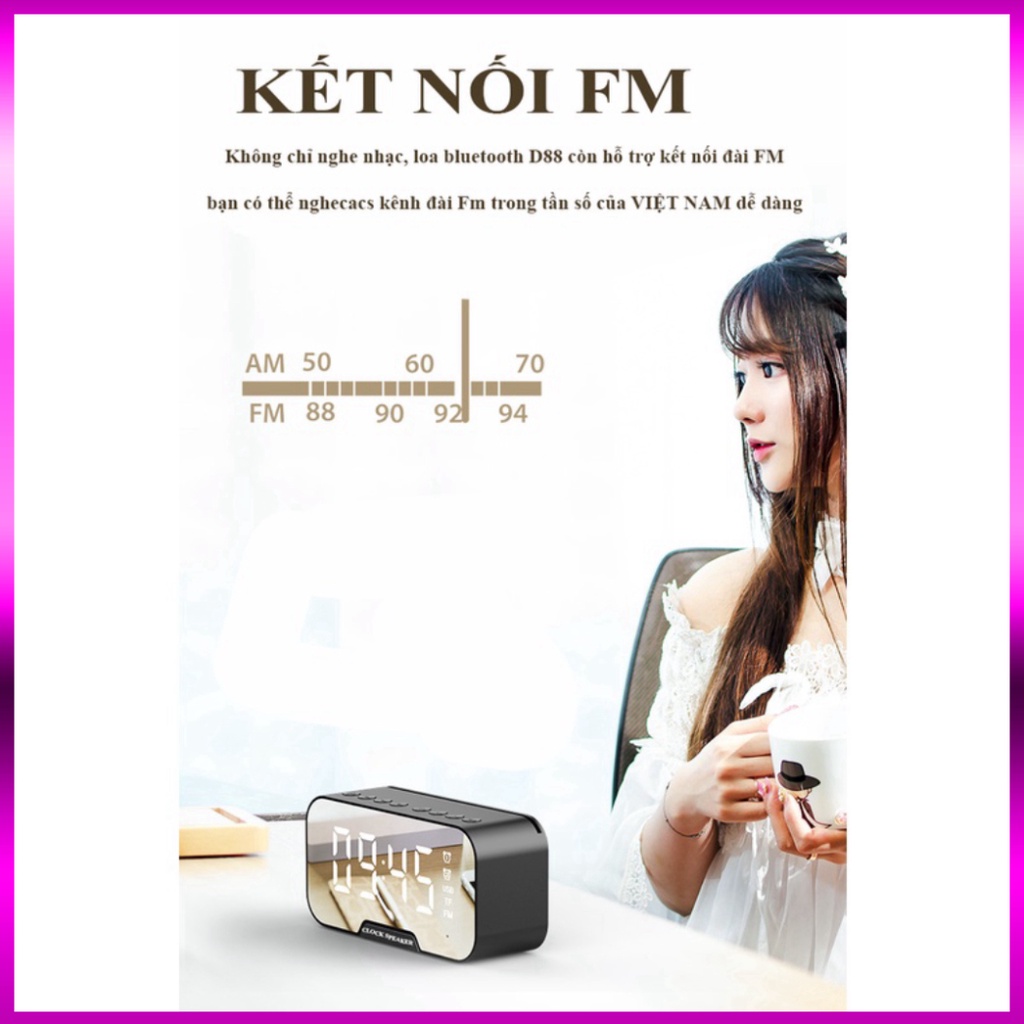 Loa bluetooth đồng hồ G5, loa mini không dây nghe nhạc làm đèn ngủ màn hình soi gương chat | BigBuy360 - bigbuy360.vn