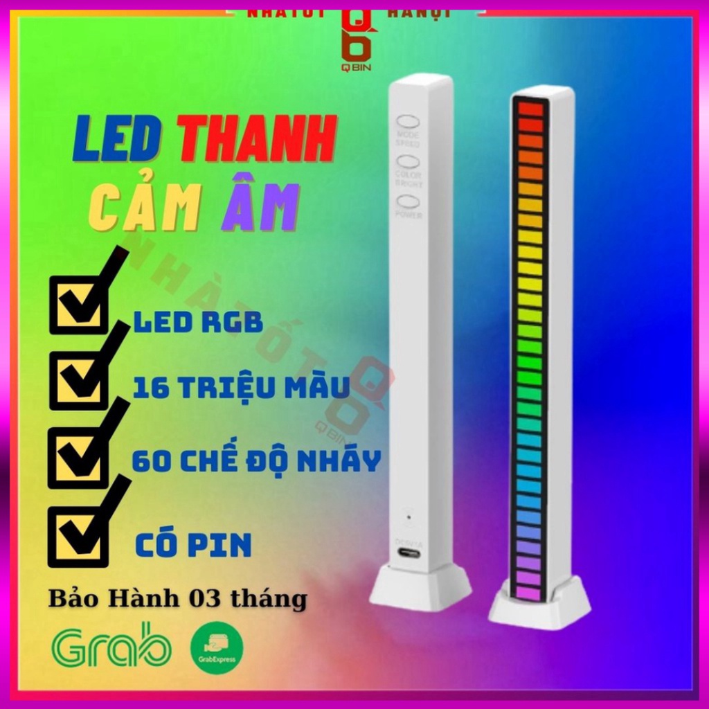 Thanh đèn led rgb nháy theo nhạc 16 TRIỆU MÀU điều khiển bằng cảm biến âm thanh siêu nhạy đèn trang trí decor phòng chat