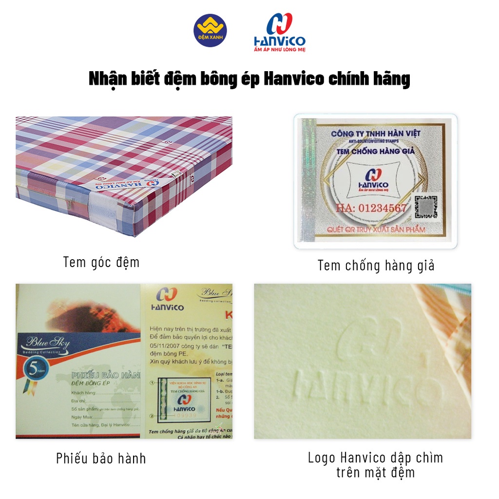 Đệm bông ép Hanvico chống khuẩn - bảo hành chính hãng