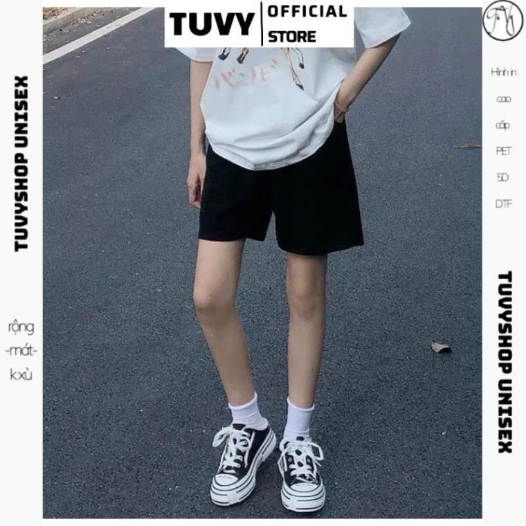 Quần đùi basic TUVY short nữ ống rộng trơn