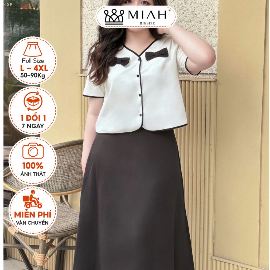 Set áo kiểu kèm chân váy thiết kế Marry bigsize trẻ trung nữ tính che khuyết điểm cho nàng tự tin MIAH BIGSIZE