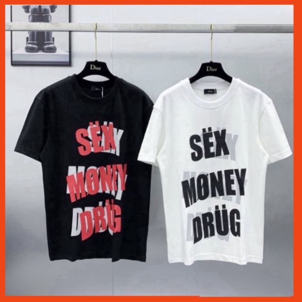 1 Áo phông nam nữ Premium Cotton in nổi chữ Sex Money Drug bóng mờ cổ bo dày dặn phong cách streetwear Giá sinh viên 965