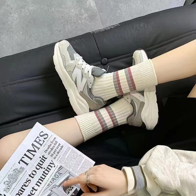 Bán Chạy Vớ Bốn Mùa Cổ Cao Vừa Họa Tiết Sọc Màu Nhuộm Đơn Giản Dễ Phối Đồ