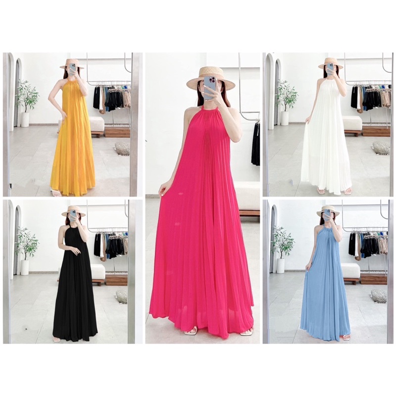 ĐẦM MAXI CỔ YẾM DẬP LY