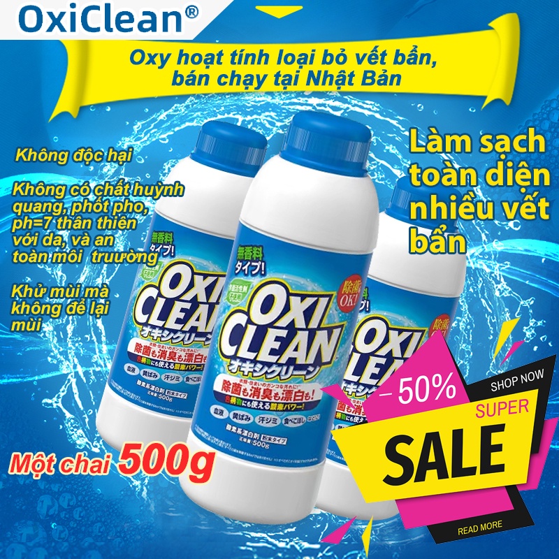 Bột tẩy vết bẩn đa năng Oxi Clean 500g - Tẩy vết bẩn, nấm mốc, ố vàng, khử khuẩn an toàn