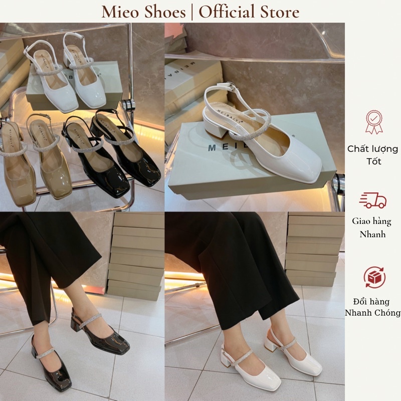 GIÀY CAO GÓT VUÔNG SANDAL GÀI QUAI LẤP LÁNH DA BÓNG MỀM G1073 G1074 G1075