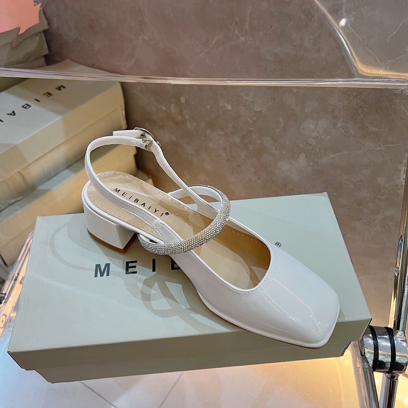 GIÀY CAO GÓT VUÔNG SANDAL GÀI QUAI LẤP LÁNH DA BÓNG MỀM G1073 G1074 G1075