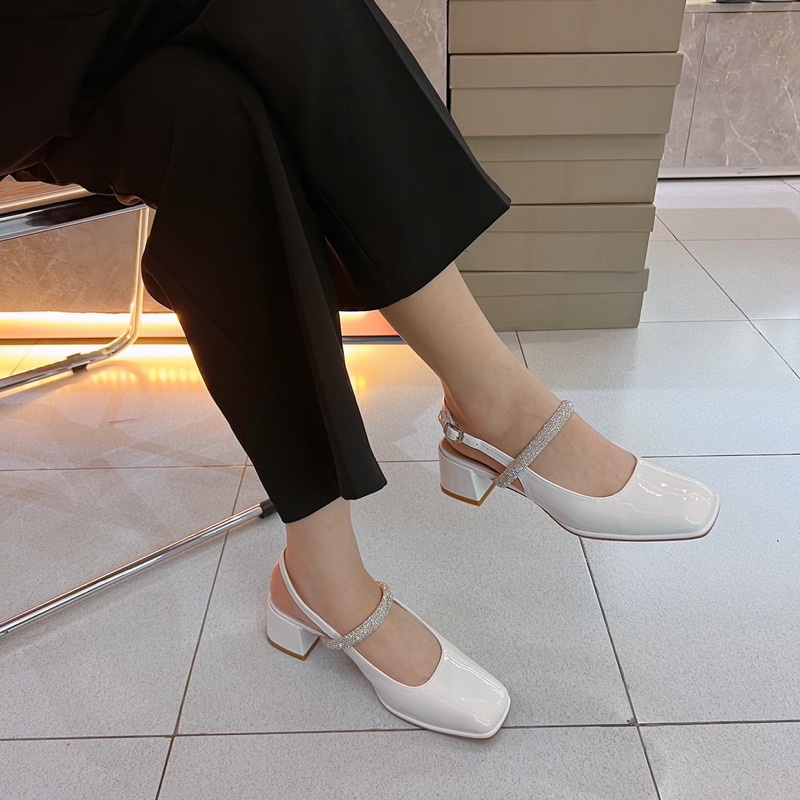 GIÀY CAO GÓT VUÔNG SANDAL GÀI QUAI LẤP LÁNH DA BÓNG MỀM G1073 G1074 G1075