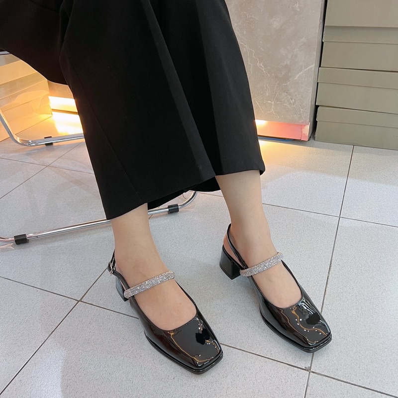 GIÀY CAO GÓT VUÔNG SANDAL GÀI QUAI LẤP LÁNH DA BÓNG MỀM G1073 G1074 G1075