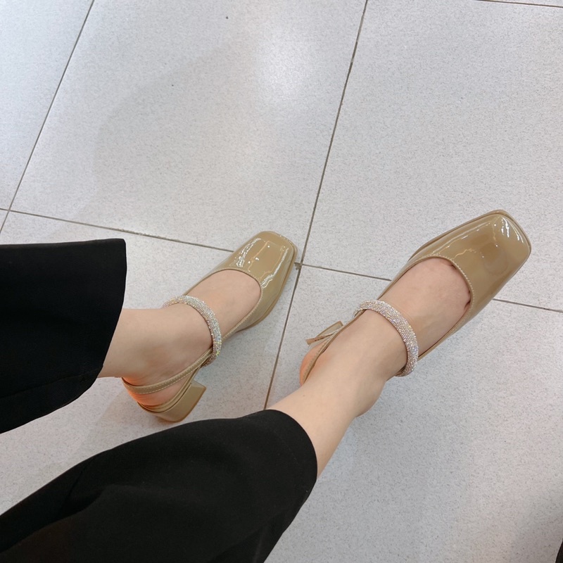 GIÀY CAO GÓT VUÔNG SANDAL GÀI QUAI LẤP LÁNH DA BÓNG MỀM G1073 G1074 G1075