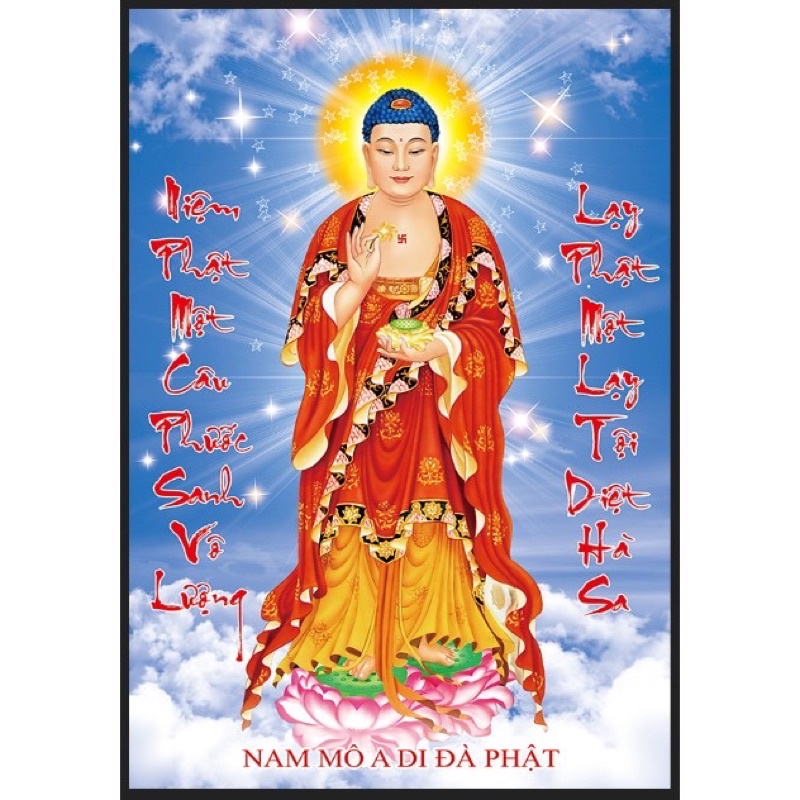Tranh thêu chữ thập Phật A Di Đà 53618 kt 53x72cm