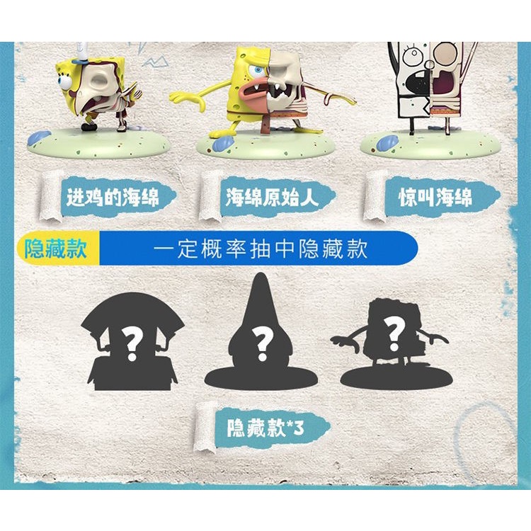 Ting100 Mô hình SpongeBob SquarePants Blind box MightyJaxx Bọt biển tinh nghịch đồ chơi hộp mù ngẫu nhiên Sponge Bob