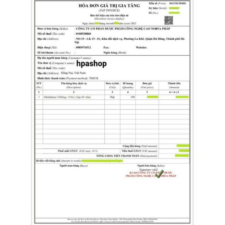 Viên uống trắng da GLUTATHION 1000mg  date 2024