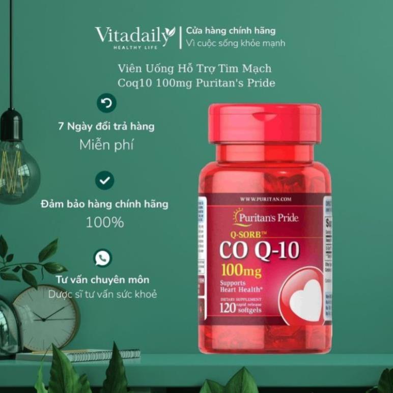 Viên uống tim mạch, bổ tim, giảm cholesterol Puritans pride coQ10 100mg 60 - 120 viên