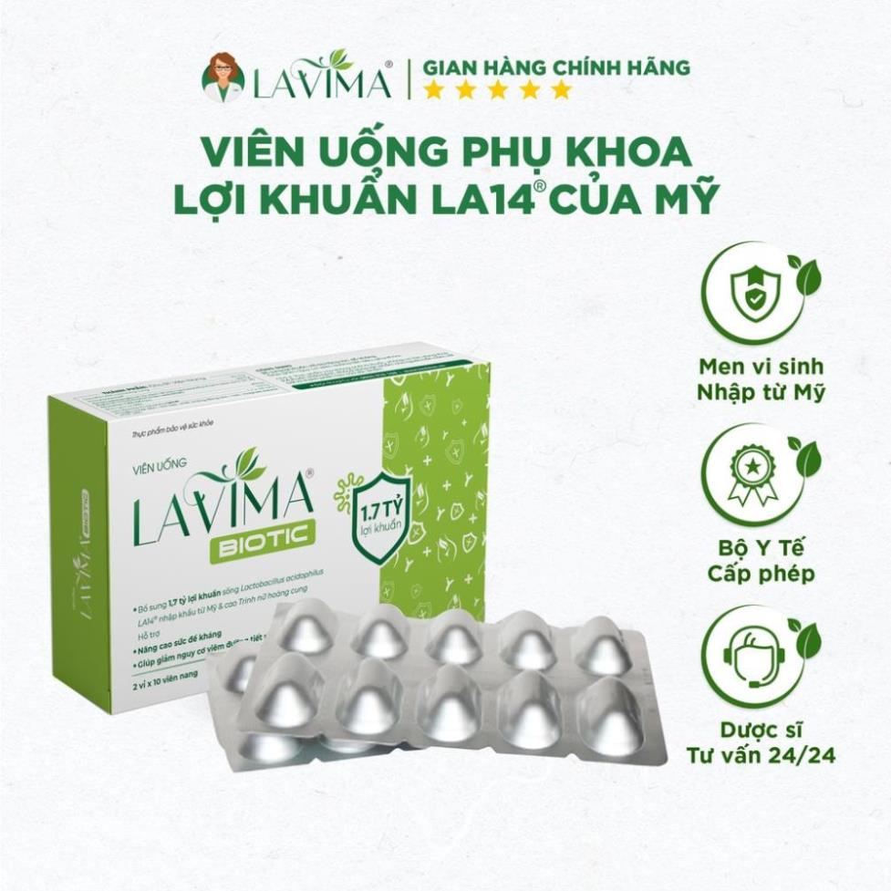 AVIMA BIOTIC 20 Viên Viên Uống Hỗ Trợ Giảm Khí Hư, Ngứa Rát, Ngăn Ngừa Tái Phát