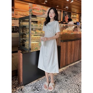 [RÁCH STORE] Đầm - Cổ Tròn - Chỉ Vòng - Chiết Ngực - Tay Ngắn