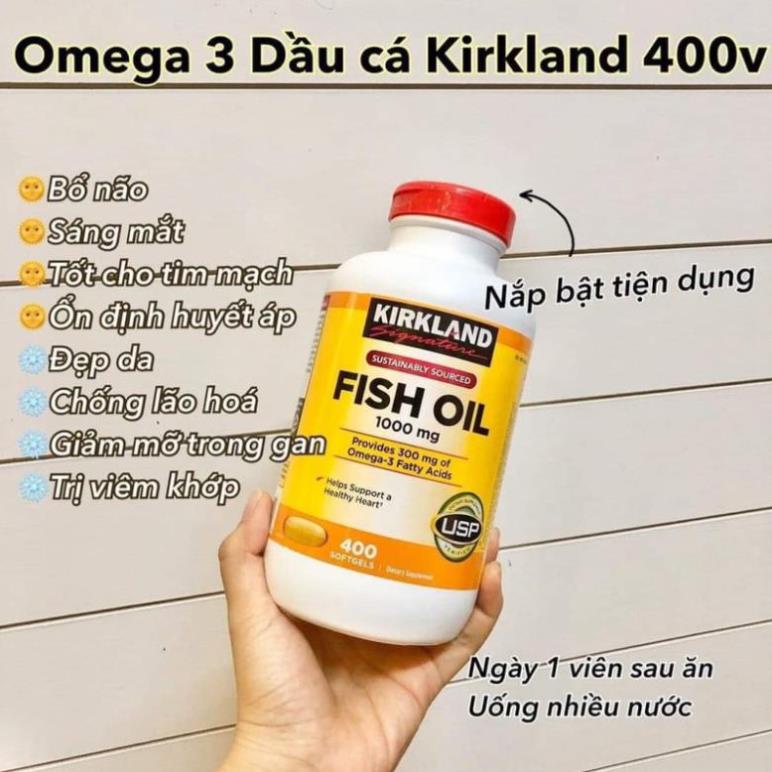 [Chính Hãng] Viên uống dầu cá Fish Oil Kirkland Signature 1000mg 400 viên