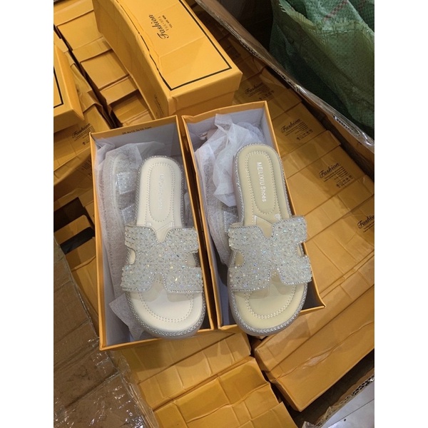 Dép chữ H full đá cao 3cm đế đúc full box