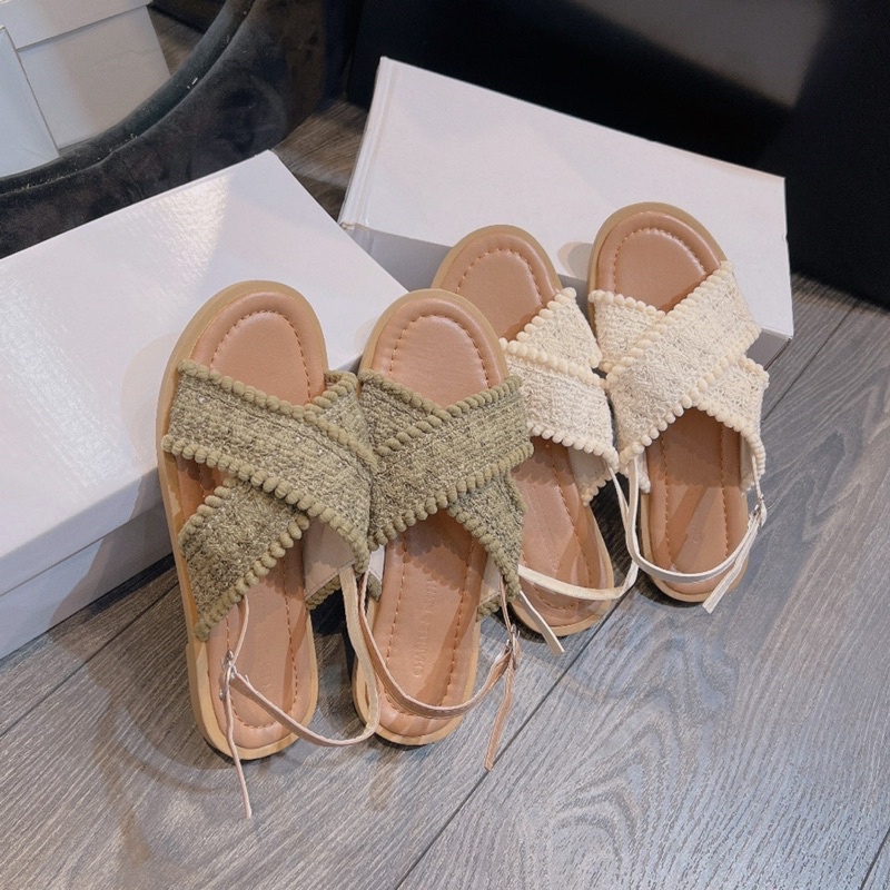 Sandal quai vải chéo thổ cẩm (vỡ hộp)